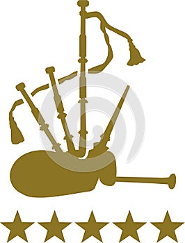 Bagpipe with five golden stars