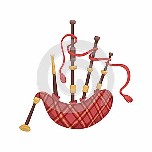 Bagpipe Scotland Traditional Music Instrument Cartoon illustration Vector