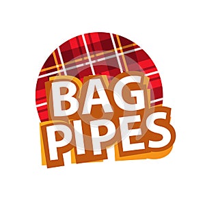 Bagpipes Badge with Scottish Tartan