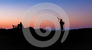 Bagpipes at Dusk at Spanish Bay