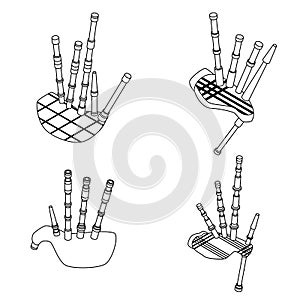 Bagpipes icons set vector outine