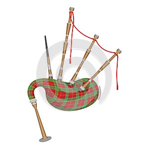 Bagpipes on white background. Wind instrument