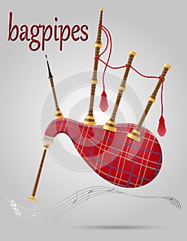 Bagpipes wind musical instruments stock vector illustration