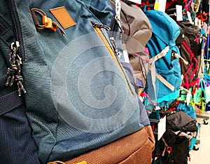 Bags And Backpacks In Different Types And Colors In Store