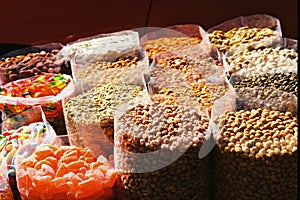 Bags of candies and nuts