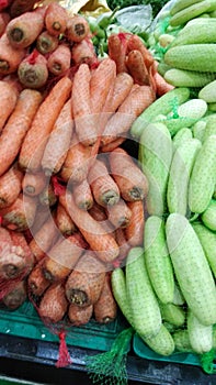 Stack of carrot and cucumber
