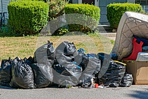 Bags of Garbage at Curb