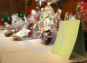 Bags of holiday candy with blank card