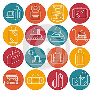 Bags line icon set. luggage images.