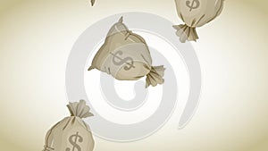 Bags of money falling HD animation