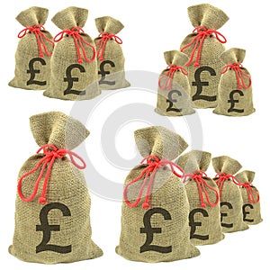 Bags of money with Pounds Sterling photo