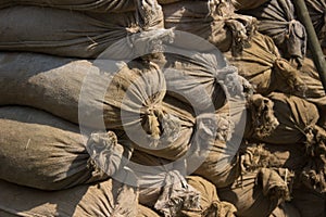 Bags with sand as old war barricade