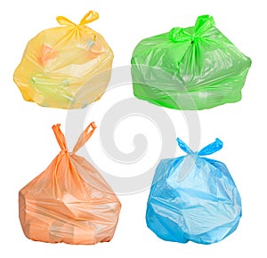 Bags with waste sorted for recycling