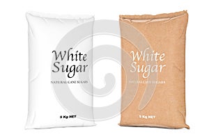 Bags of White Refined Sugar. 3d Rendering