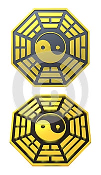 Bagua Yin Yang symbol golden sign photo