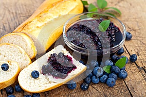 Baguette with blueberry jam