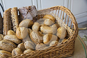 Baguette bread in a basket