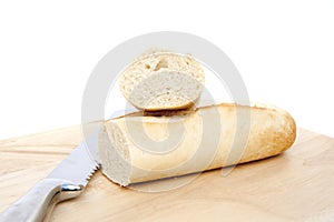 Baguette bread loaf isolated on white