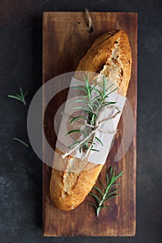 Baguette bread with rosemary