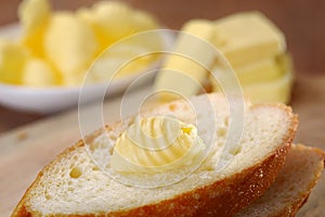 Baguette with butter photo