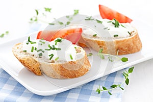 Baguette and cream cheese