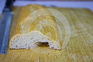 Baguette cut in half, Baguette bread, French bread, Organic baguette francese