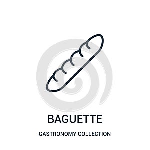baguette icon vector from gastronomy collection collection. Thin line baguette outline icon vector illustration
