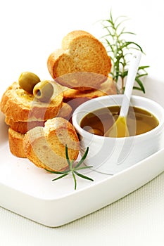 Baguette and olive oil