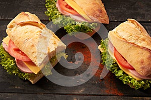 Baguette Sandwiches on the table