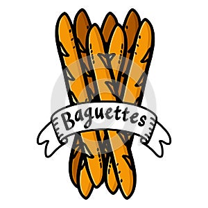 Baguettes illustration on white background