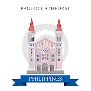 Baguio Cathedral Philippines vector flat attraction landmark