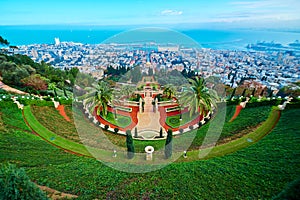 Baha`i Gardens, also the Terraces of the Baha`i Faith, the Hanging Gardens of Haifa photo
