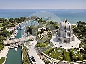 Baha`i Temple Wilmette Harbor Aerial photo