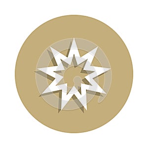 Baha Nine pointed star sign icon in badge style. One of religion symbol collection icon can be used for UI, UX photo