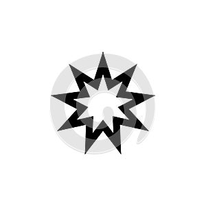 Baha Nine pointed star sign icon. Element of religion sign icon for mobile concept and web apps. Detailed Baha Nine pointed star i photo