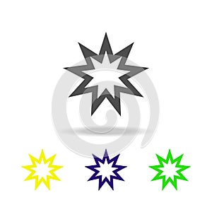 Baha Nine pointed star sign multicolored icon. Detailed Baha Nine pointed star icon can be used for web, logo, mobile app, UI, UX photo
