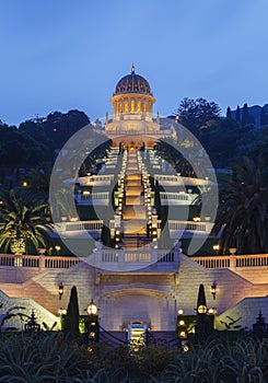 Bahai Gardens and the Golden Dome of the Bahai Temple in Haifa