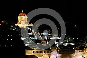 Bahai gardens in Haifa at night
