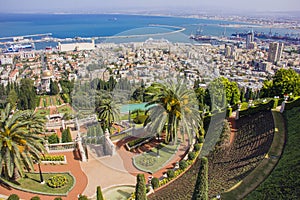 Bahai gardens and temple on the slopes of the Carmel Mountain, Haifa city, Israel