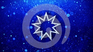 Bahai Nine pointed star Bahaism Icon Blinking Glitter Glowing Shine Particles.