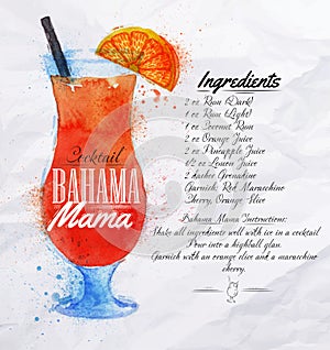 Bahama mama cocktails watercolor photo
