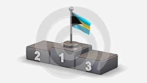 Bahamas 3D waving flag illustration on winner podium.