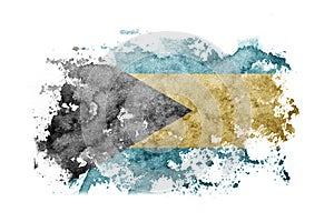 Bahamas, Bahamian flag background painted on white paper with watercolor