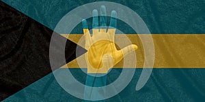 Bahamas Country flag and Hand