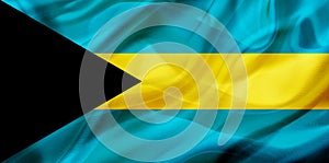 Bahamas country flag on silk or silky waving texture