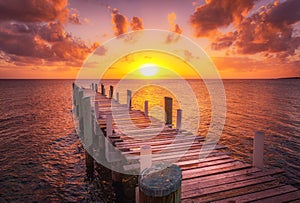 Bahamas dock sunset ocean photo