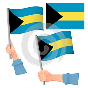 Bahamas flag in hand set