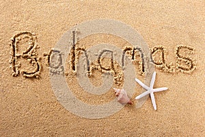Bahamas handwritten beach sand message