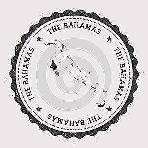 Bahamas hipster round rubber stamp with country.