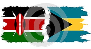 Bahamas and Kenya grunge flags connection vector